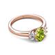 2 - Gemma 8x6 mm Oval Cut Peridot and Lab Grown Diamond Trellis Three Stone Engagement Ring 