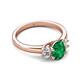 2 - Gemma 8x6 mm Oval Cut Emerald and Lab Grown Diamond Trellis Three Stone Engagement Ring 