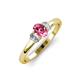 3 - Gemma 7x5 mm Oval Cut Pink Tourmaline and Lab Grown Diamond Trellis Three Stone Engagement Ring 