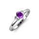 3 - Gemma 7x5 mm Oval Cut Amethyst and Lab Grown Diamond Trellis Three Stone Engagement Ring 