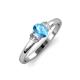 3 - Gemma 7x5 mm Oval Cut Blue Topaz and Lab Grown Diamond Trellis Three Stone Engagement Ring 