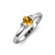 3 - Gemma 7x5 mm Oval Cut Citrine and Lab Grown Diamond Trellis Three Stone Engagement Ring 