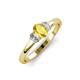 3 - Gemma 7x5 mm Oval Cut Yellow Sapphire and Lab Grown Diamond Trellis Three Stone Engagement Ring 