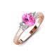 3 - Gemma 8x6 mm Oval Cut Pink Sapphire and Lab Grown Diamond Trellis Three Stone Engagement Ring 