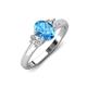 3 - Gemma 8x6 mm Oval Cut Blue Topaz and Lab Grown Diamond Trellis Three Stone Engagement Ring 