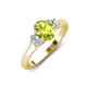 3 - Gemma 8x6 mm Oval Cut Peridot and Lab Grown Diamond Trellis Three Stone Engagement Ring 