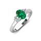 3 - Gemma 8x6 mm Oval Cut Emerald and Lab Grown Diamond Trellis Three Stone Engagement Ring 