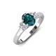 3 - Gemma 8x6 mm Oval Cut London Blue Topaz and Lab Grown Diamond Trellis Three Stone Engagement Ring 