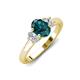 3 - Gemma 8x6 mm Oval Cut London Blue Topaz and Lab Grown Diamond Trellis Three Stone Engagement Ring 