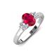 3 - Gemma 8x6 mm Oval Cut Ruby and Lab Grown Diamond Trellis Three Stone Engagement Ring 