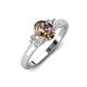 3 - Gemma 8x6 mm Oval Cut Smoky Quartz and Lab Grown Diamond Trellis Three Stone Engagement Ring 