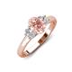3 - Gemma 8x6 mm Oval Cut Morganite and Lab Grown Diamond Trellis Three Stone Engagement Ring 