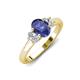 3 - Gemma 8x6 mm Oval Cut Iolite and Lab Grown Diamond Trellis Three Stone Engagement Ring 