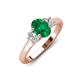 3 - Gemma 8x6 mm Oval Cut Emerald and Lab Grown Diamond Trellis Three Stone Engagement Ring 