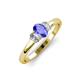 3 - Gemma 7x5 mm Oval Cut Tanzanite and Lab Grown Diamond Trellis Three Stone Engagement Ring 