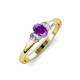 3 - Gemma 7x5 mm Oval Cut Amethyst and Lab Grown Diamond Trellis Three Stone Engagement Ring 