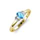 3 - Gemma 7x5 mm Oval Cut Blue Topaz and Lab Grown Diamond Trellis Three Stone Engagement Ring 