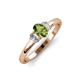 3 - Gemma 7x5 mm Oval Cut Peridot and Lab Grown Diamond Trellis Three Stone Engagement Ring 