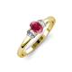 3 - Gemma 7x5 mm Oval Cut Rhodolite Garnet and Lab Grown Diamond Trellis Three Stone Engagement Ring 