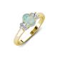 3 - Gemma 8x6 mm Oval Cut Opal and Lab Grown Diamond Trellis Three Stone Engagement Ring 