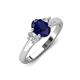 3 - Gemma 8x6 mm Oval Cut Blue Sapphire and Lab Grown Diamond Trellis Three Stone Engagement Ring 