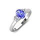 3 - Gemma 8x6 mm Oval Cut Tanzanite and Lab Grown Diamond Trellis Three Stone Engagement Ring 