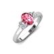 3 - Gemma 8x6 mm Oval Cut Pink Tourmaline and Lab Grown Diamond Trellis Three Stone Engagement Ring 