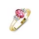 3 - Gemma 8x6 mm Oval Cut Pink Tourmaline and Lab Grown Diamond Trellis Three Stone Engagement Ring 