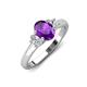 3 - Gemma 8x6 mm Oval Cut Amethyst and Lab Grown Diamond Trellis Three Stone Engagement Ring 