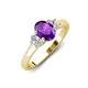 3 - Gemma 8x6 mm Oval Cut Amethyst and Lab Grown Diamond Trellis Three Stone Engagement Ring 