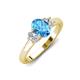 3 - Gemma 8x6 mm Oval Cut Blue Topaz and Lab Grown Diamond Trellis Three Stone Engagement Ring 