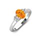 3 - Gemma 8x6 mm Oval Cut Citrine and Lab Grown Diamond Trellis Three Stone Engagement Ring 