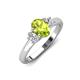 3 - Gemma 8x6 mm Oval Cut Peridot and Lab Grown Diamond Trellis Three Stone Engagement Ring 