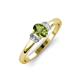 3 - Gemma 7x5 mm Oval Cut Peridot and Lab Grown Diamond Trellis Three Stone Engagement Ring 