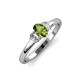 3 - Gemma 7x5 mm Oval Cut Peridot and Lab Grown Diamond Trellis Three Stone Engagement Ring 