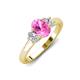 3 - Gemma 8x6 mm Oval Cut Pink Sapphire and Lab Grown Diamond Trellis Three Stone Engagement Ring 