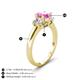 4 - Gemma 8x6 mm Oval Cut Pink Sapphire and Lab Grown Diamond Trellis Three Stone Engagement Ring 