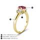 4 - Gemma 8x6 mm Oval Cut Pink Tourmaline and Lab Grown Diamond Trellis Three Stone Engagement Ring 