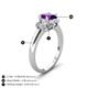 4 - Gemma 8x6 mm Oval Cut Amethyst and Lab Grown Diamond Trellis Three Stone Engagement Ring 