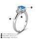 4 - Gemma 8x6 mm Oval Cut Blue Topaz and Lab Grown Diamond Trellis Three Stone Engagement Ring 