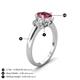 4 - Gemma 8x6 mm Oval Cut Pink Tourmaline and Lab Grown Diamond Trellis Three Stone Engagement Ring 