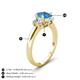 4 - Gemma 8x6 mm Oval Cut Blue Topaz and Lab Grown Diamond Trellis Three Stone Engagement Ring 