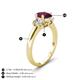 4 - Gemma 8x6 mm Oval Cut Rhodolite Garnet and Lab Grown Diamond Trellis Three Stone Engagement Ring 