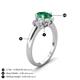 4 - Gemma 8x6 mm Oval Cut Emerald and Lab Grown Diamond Trellis Three Stone Engagement Ring 