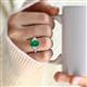 5 - Gemma 8x6 mm Oval Cut Emerald and Lab Grown Diamond Trellis Three Stone Engagement Ring 