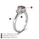 4 - Gemma 8x6 mm Oval Cut Smoky Quartz and Lab Grown Diamond Trellis Three Stone Engagement Ring 