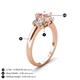 4 - Gemma 8x6 mm Oval Cut Morganite and Lab Grown Diamond Trellis Three Stone Engagement Ring 