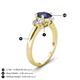 4 - Gemma 8x6 mm Oval Cut Iolite and Lab Grown Diamond Trellis Three Stone Engagement Ring 