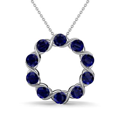 Betty ctw Round Blue Sapphire Open Circle Pendant