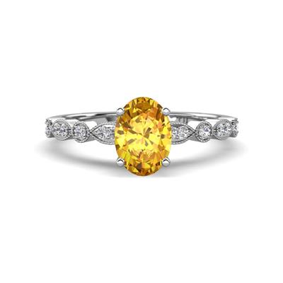 Renea ctw Citrine Oval cut x With accented Diamonds Engagement Ring